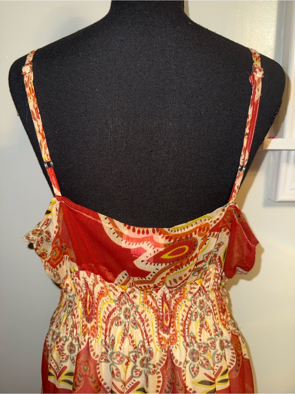 She's Cool Rust and Cream Paisley Tiered Maxi Dress - Picture 8 of 11